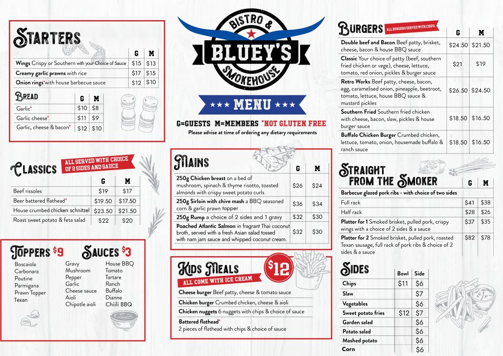 Bluey's Menu